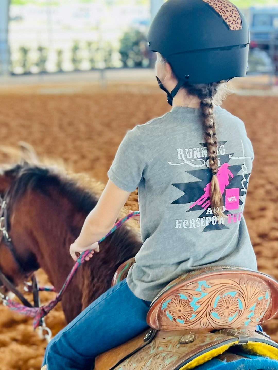 Running on Faith and HorsepowHer Youth Barrel Tee